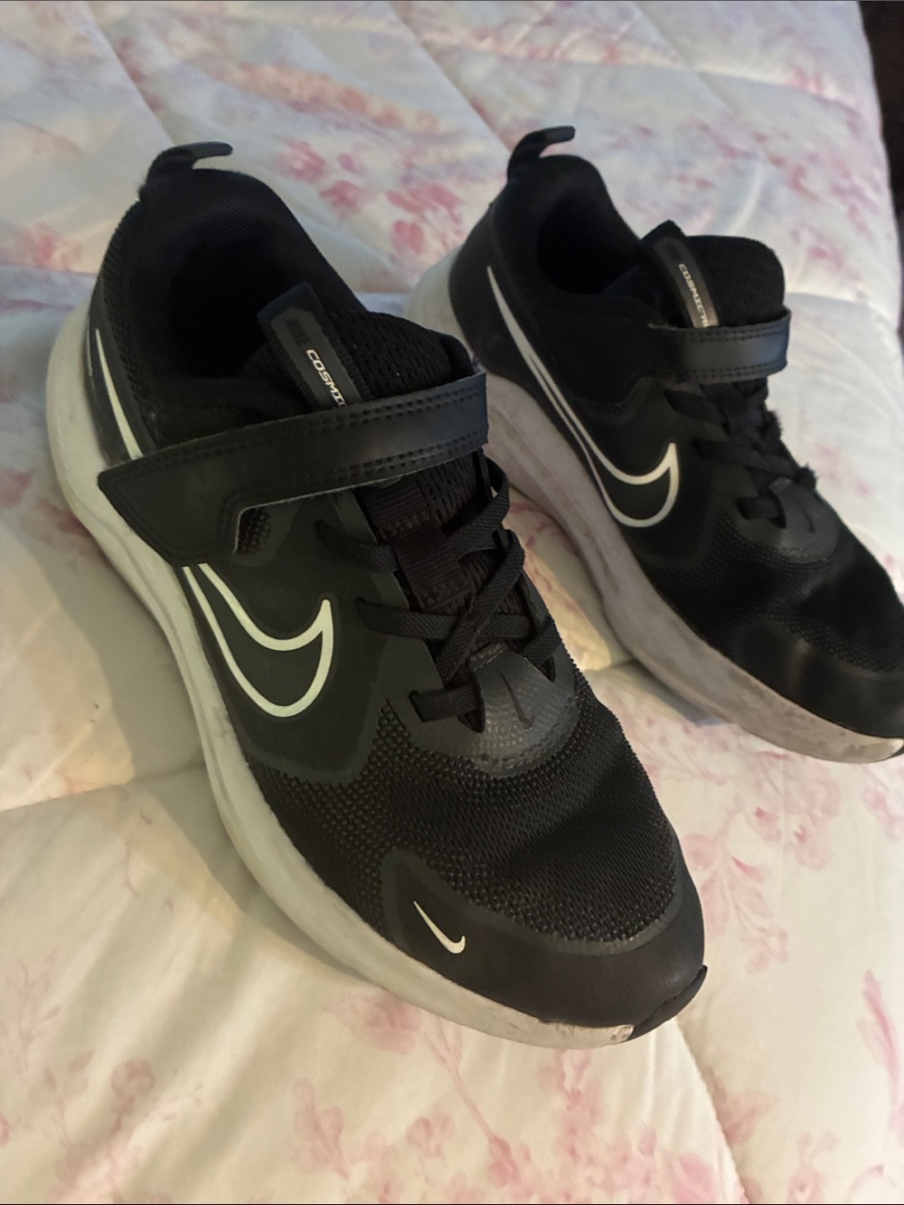 Nike Kids Black and White Velcro Athletic Sneakers